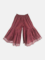 Ahalyaa Maroon Pure Cotton Digital Printed Kids Kurta Sharara Set For Girls