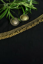 Mominos Fashion Johar Kamal Oxidised Gold-Plated Brass Finish Ghungroo Design Choker Set - Distacart