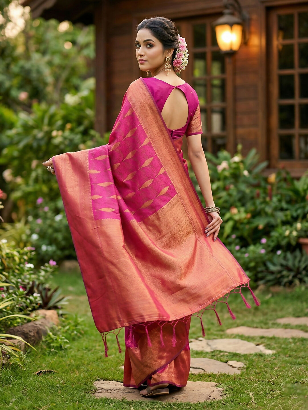 Shree Shyam Fashion Lite Pink Silk Blend Saree - Distacart