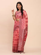 Shree Shyam Fashion Linen Cotton Peach Saree - Distacart