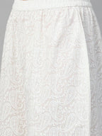 Yufta Women Beige & White Printed Kurta with Palazzo & Dupatta