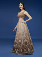 House of Panchhi Rust Net Gotapatti Work Lehenga & Blouse with Dupatta