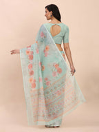 Shree Shyam Fashion Linen Cotton Sea Green Saree - Distacart