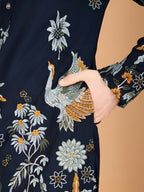Vastranavya Exclusive Wedding Wear Viscose Rayon Thread Embroidered Work Kurta