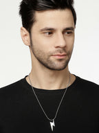 NVR Men's Set of 2 Black & Silver Flash Pendent With Chain