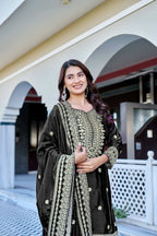 Teeya Creation Black Color Chinon Silk Heavy Embroidery Work Wedding Wear Sharara - Distacart