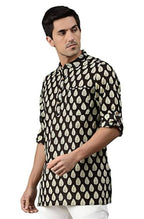 Janasya Men's Black Cotton Kurta - Distacart