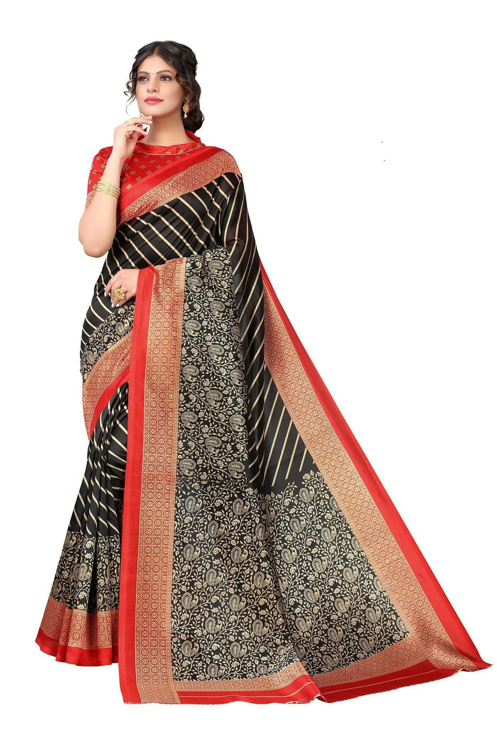 Vamika Black Printed Art Silk Saree