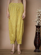 Myshka Women's Yellow A-Line Kurta & Salwar With Dupatta
