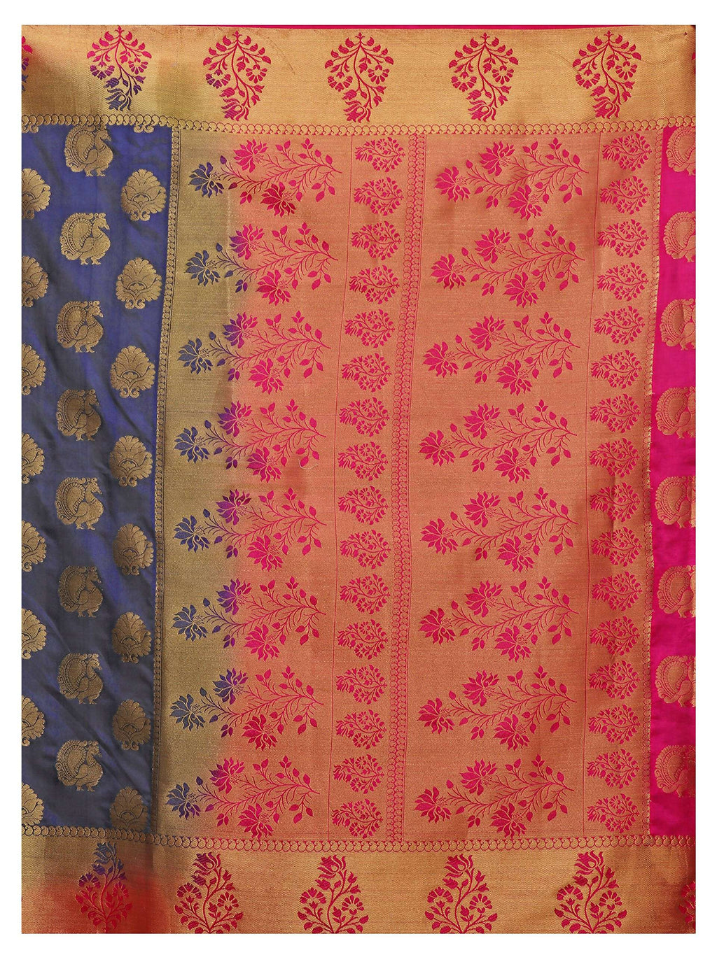 Mimosa Kanchipuram Silk Navy Blue Saree - Distacart
