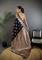 Joban Fashion Meenakari Black Woven Soft Silk Saree - Distacart