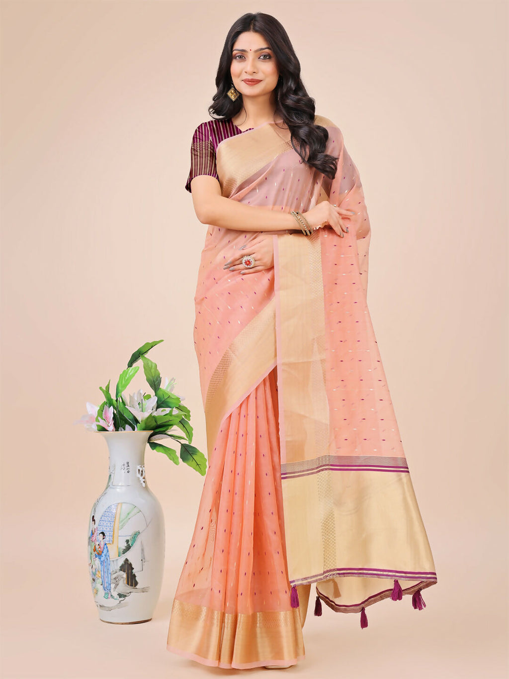 Shree Shyam Fashion Florance Light Pink Organza Saree