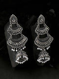 NVR Women Silver Toned Contemporary Jhumka Earrings - Distacart