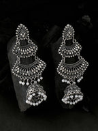NVR Women Silver Toned Contemporary Jhumka Earrings - Distacart