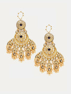 Ruby Raang 22k Gold Polished Kundan Chand Earrings With Ear Chains - Distacart