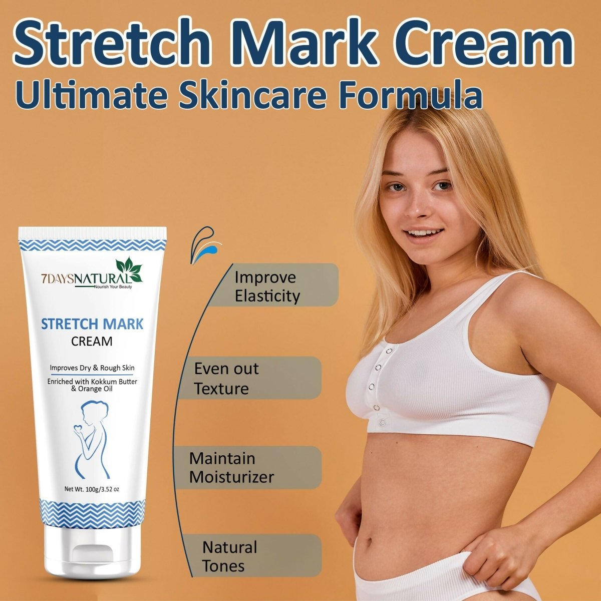 7 Days Stretch Marks Cream Oil bottle close-up