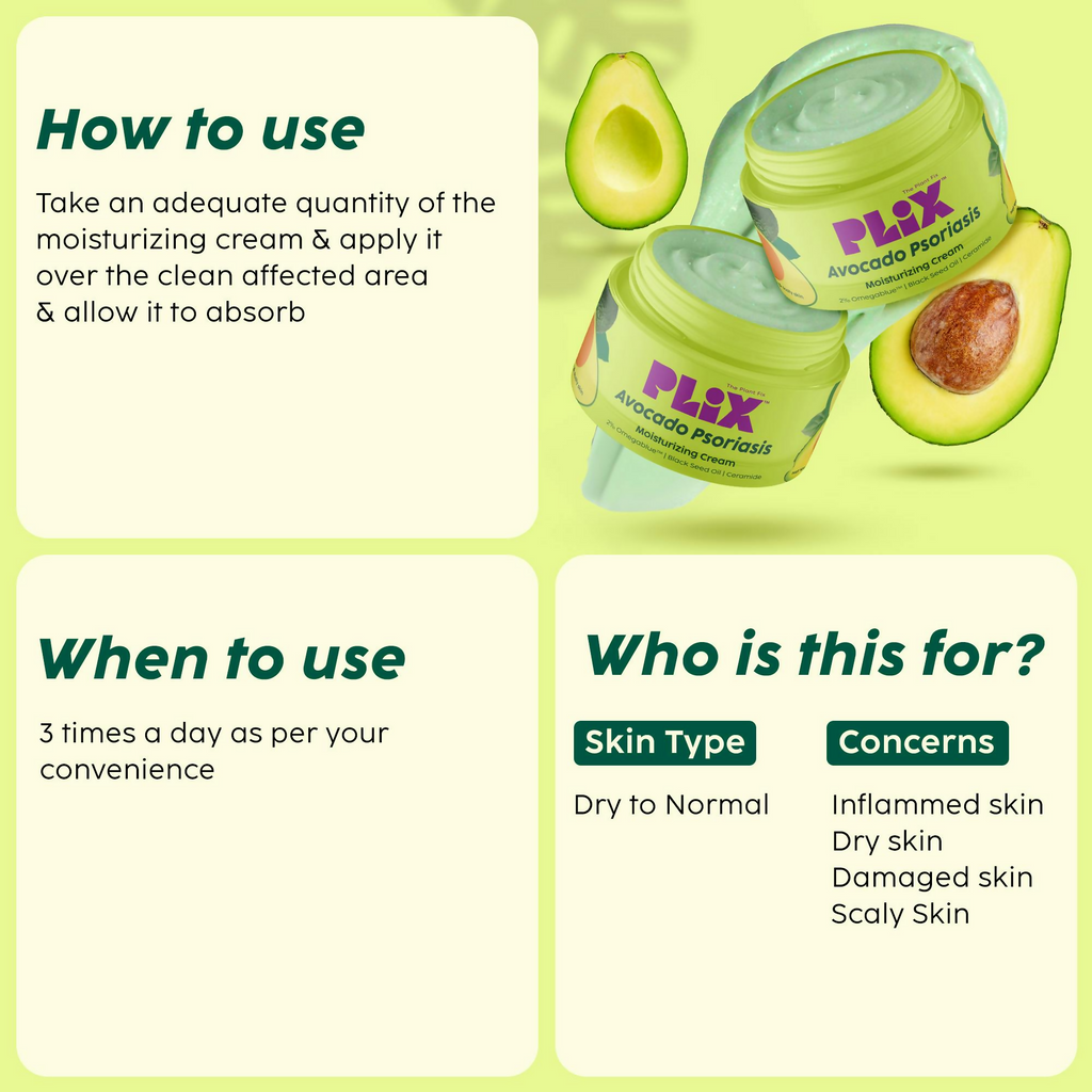 PLIX The Plant Fix Avocado Psoriasis Moisturizing Cream with 2% Omegablue For Dry & Flaky Skin