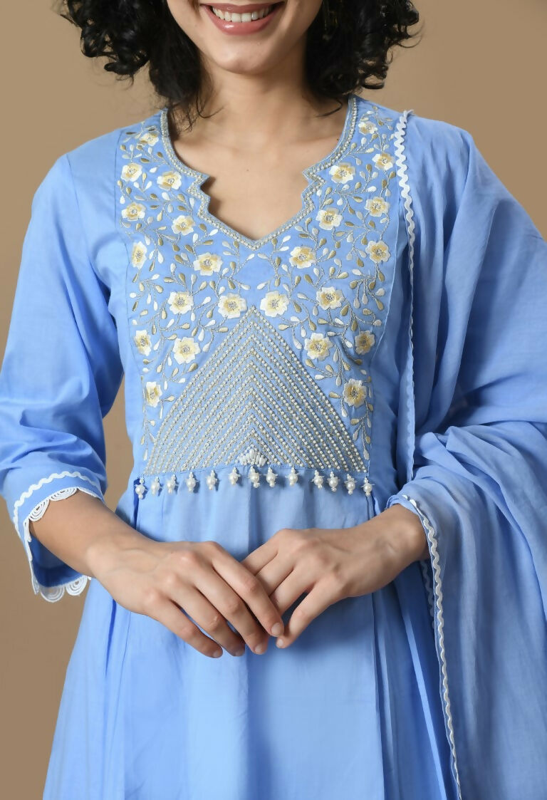 Joban Fashion L.Blue Cotton Kurta Set