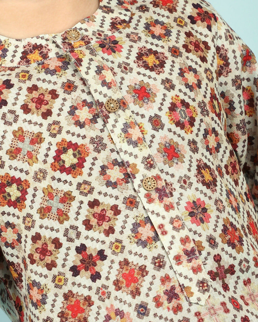 Joban Fashion Kids Island Cotton Full Sleeves Printed Kurta and Pyjama- Maroon