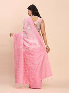 Shree Shyam Fashion Linen Cotton Light Pink Saree - Distacart