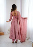 Teeya Creation Baby Pink Color Heavy Crunchy Silk Embroidery Work Gown - Distacart