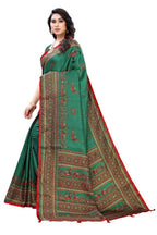 Vamika Green Mirror Work With Jhalar Khadi Silk Sarees