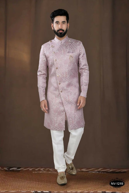 Joban Fashion Men's Pink Woven Jacquard Kurta with Pyjama