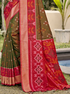 Shree Shyam Fashion Pochampalli Silk Brown Saree - Distacart