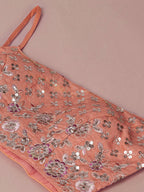 House of Panchhi Peach Organza Floral Printed Lehenga choli & Dupatta