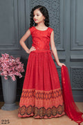 Kids Wedding Designer Red Georgette Lehenga Choli - Aaradhna