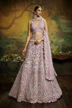 House of Panchhi Mauve Net Multi Sequins with heavy Zarkan embroidery Lehenga choli & Dupatta