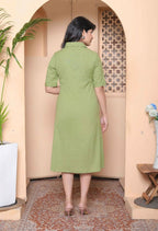 Miravan Womens Green Party Dress With Belt