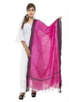 Mominos Fashion Moeza Cotton Black Temple Border Pink Dupatta