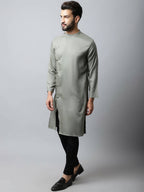 Even Apparels Grey Color Pure Cotton Sherwani Men's Kurta With Asymetrical Cut (SLD1181) - Distacart