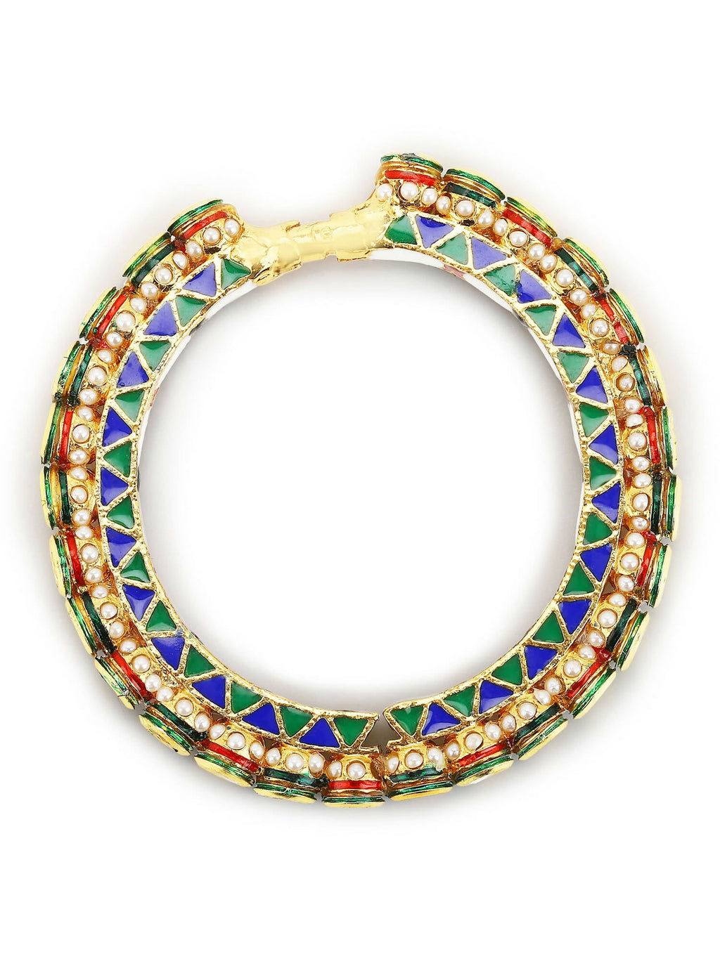 Gold-Plated Stone Studded Meenakari Bangle - Ruby Raang - Distacart