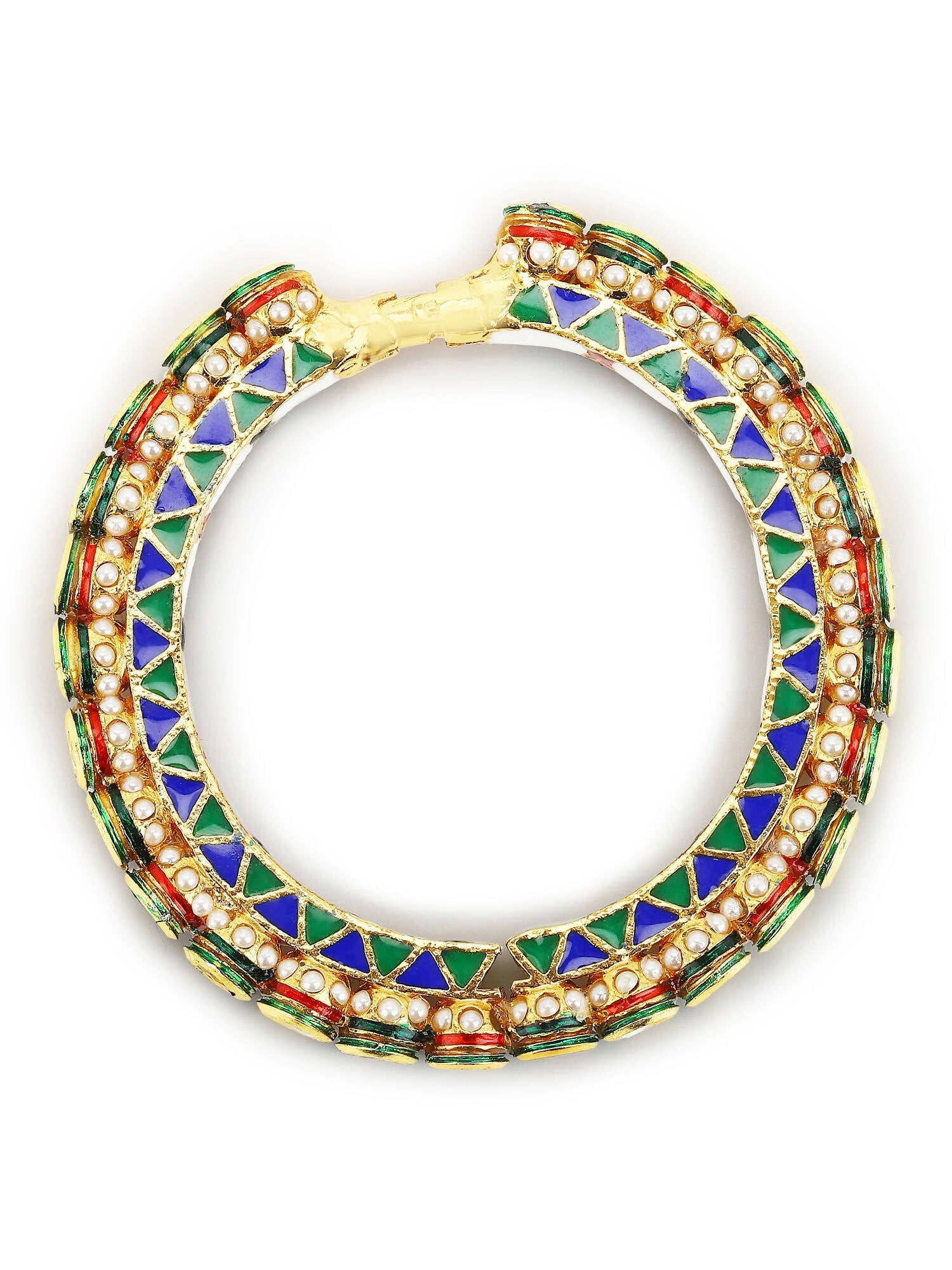 Gold-Plated Stone Studded Meenakari Bangle - Ruby Raang - Distacart