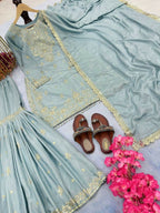 Teeya Creation Mint Green Color Chinnon Silk Embroidery Work Wedding Wear Salwar Suit - Distacart