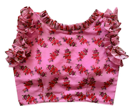 Vamika Pink Georgette Frill Blouse