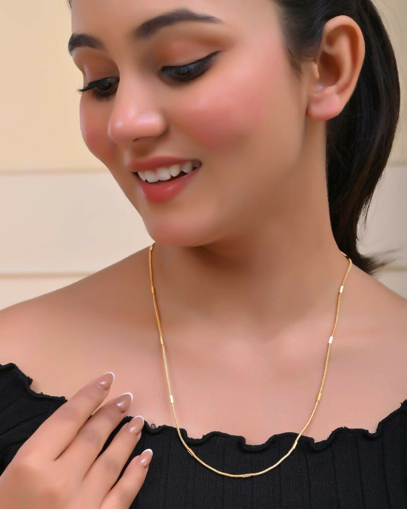 VOJ Women Gold-Polished Self Designed Pipe Chain