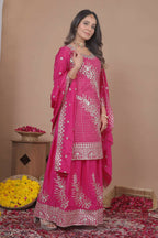 Teeya Creation Pink Color Natural Crepe Silk Wedding Wear Trending Salwar Suit - Distacart