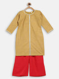 Ahalyaa Mustard Crepe Straight Kids Kurta Palazzo Set For Girls