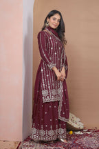 Teeya Creation Maroon Color Natural Crepe Silk Wedding Wear Trending Salwar Suit - Distacart