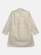 Ahalyaa Powder Blue Poly Silk Gold Print Kids Kurta Churidar Set For Boys