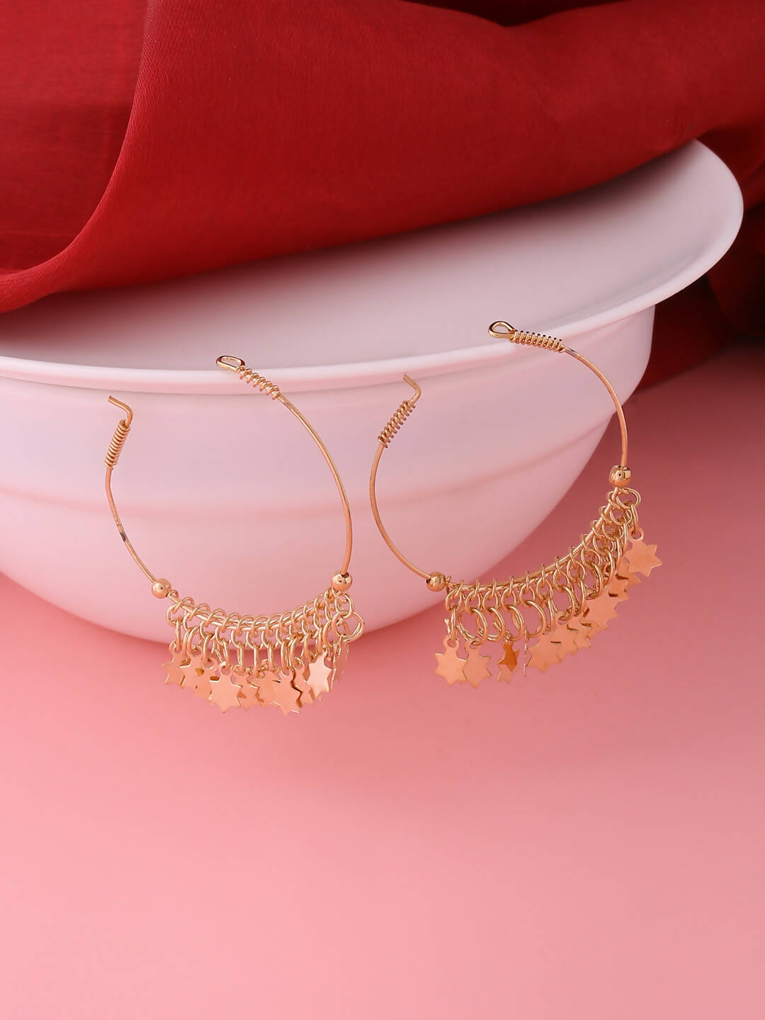 NVR Women Gold Plated Hoop Earrings - Distacart
