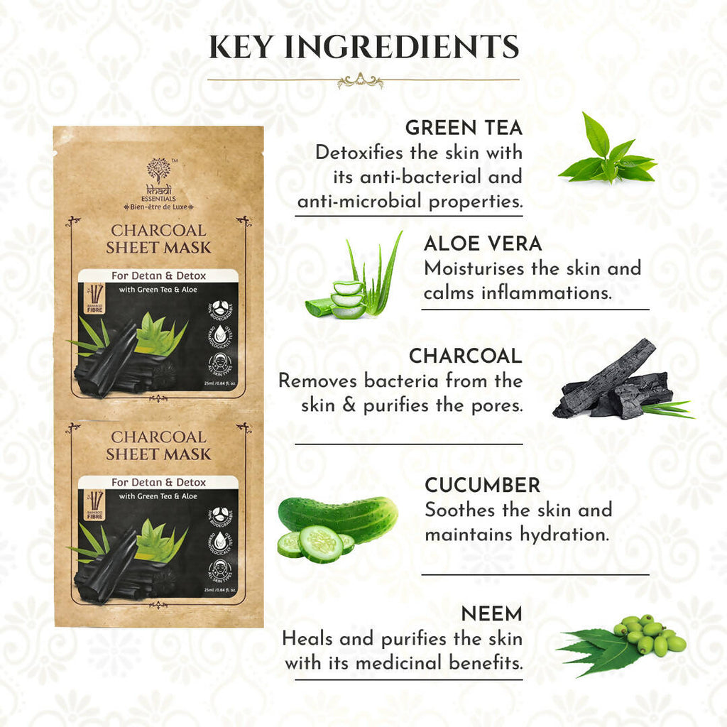 Khadi Essentials Charcoal Serum Sheet Mask