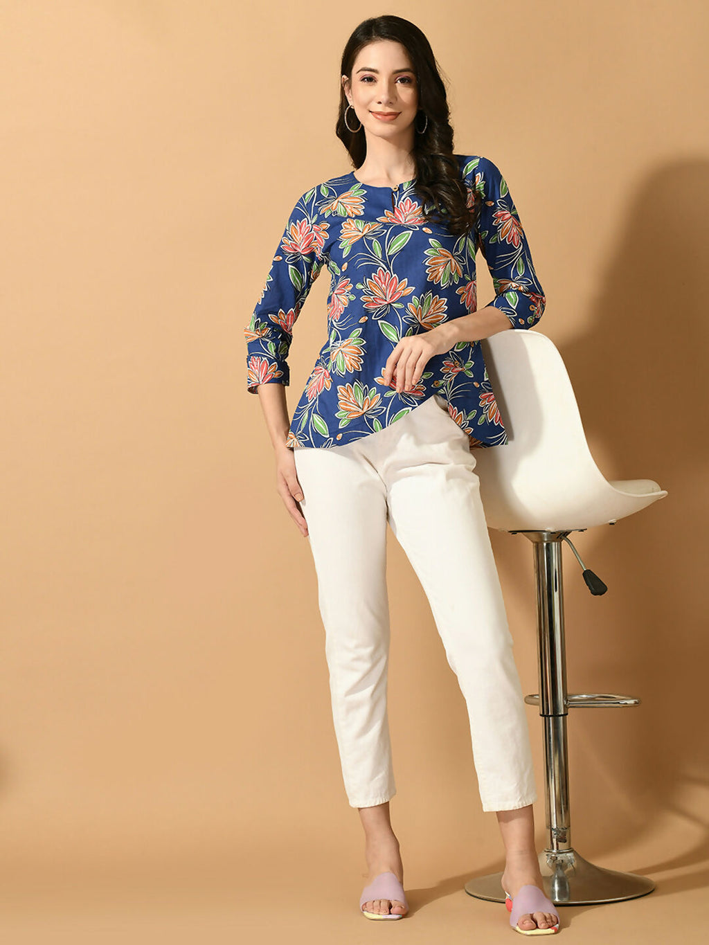 Myshka Women's Blue Printed Party Top