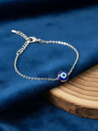 NVR Women Evil Eye Silver Plated Link Bracelet - Distacart