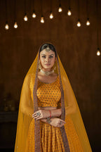 Wedding Designer Yellow Georgette Lahenga Choli - Anbazaar - Distacart