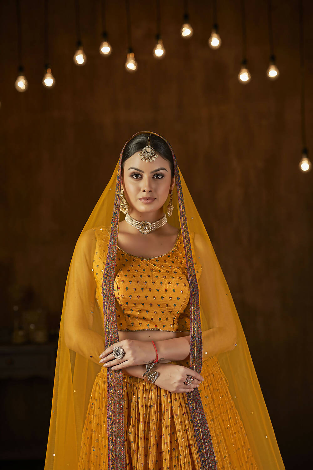 Wedding Designer Yellow Georgette Lahenga Choli - Anbazaar - Distacart