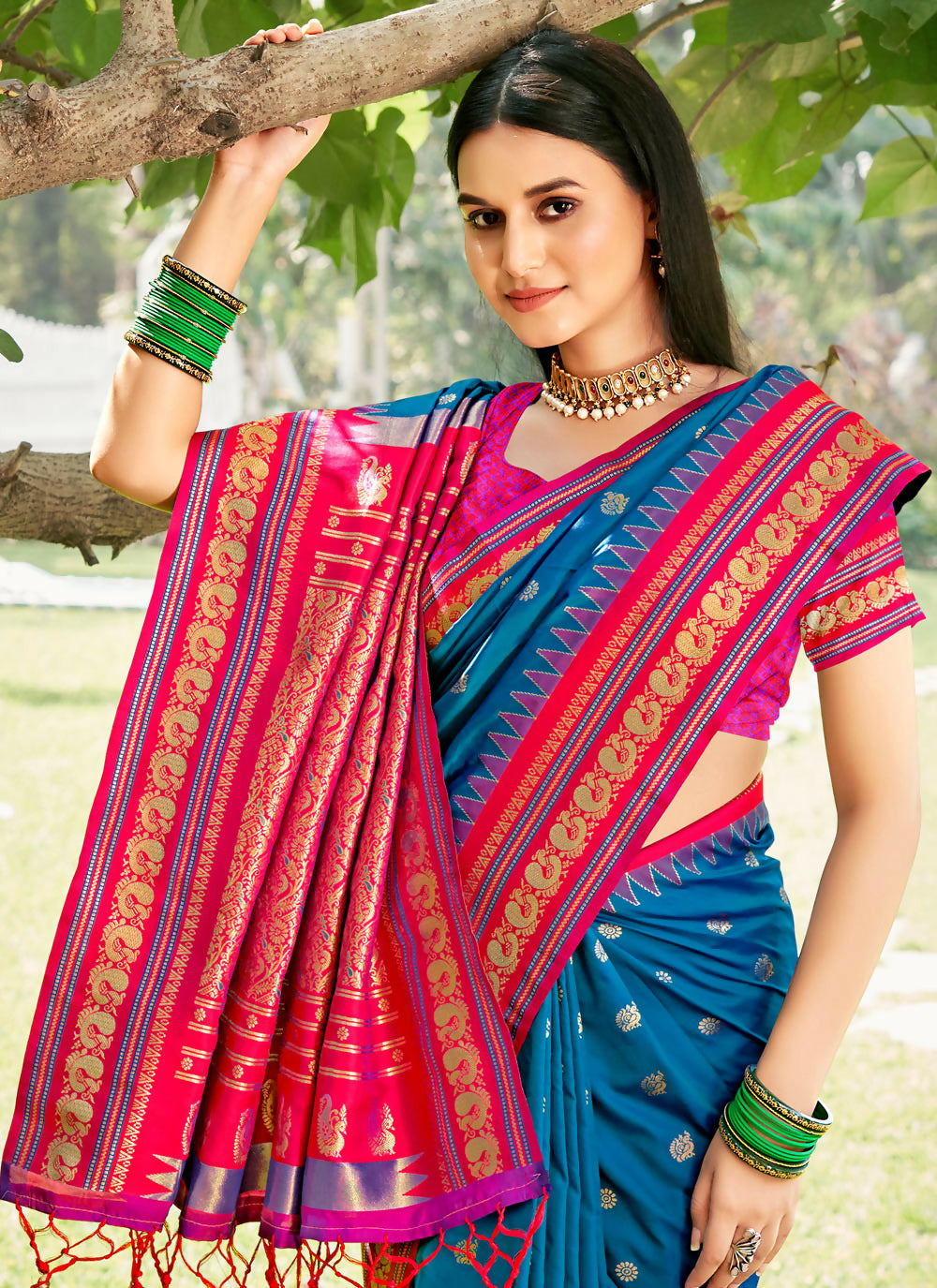 Shree Shyam Fashion Blue Soft Silk Saree - Distacart
